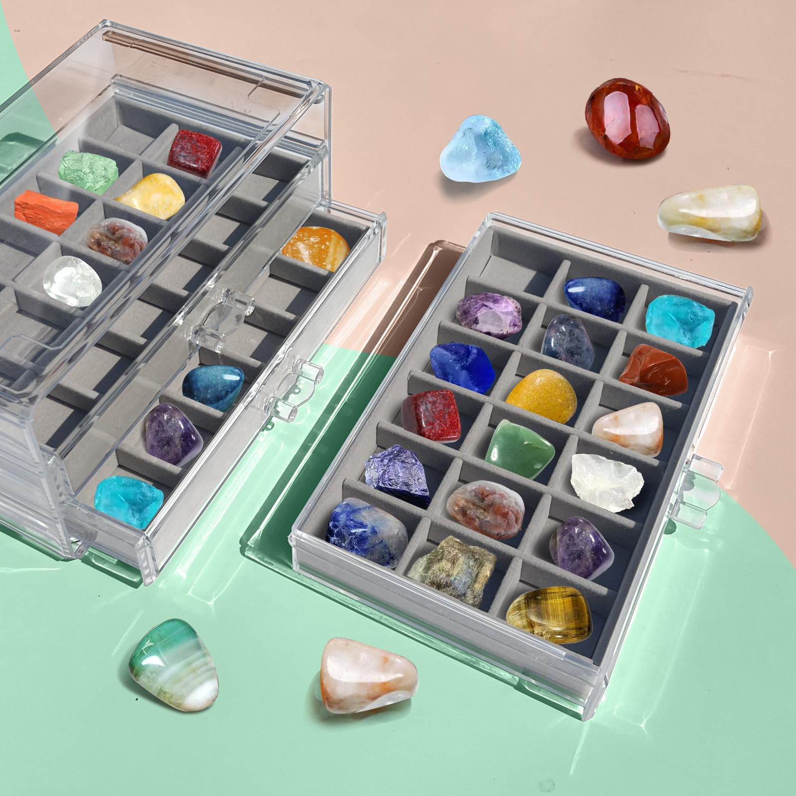 Mua Rock display case，rock collection box，crystal display shelf，rock ...