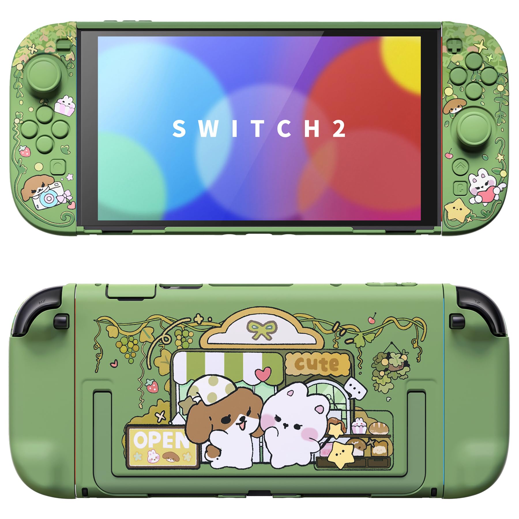 PlayVital Protective Case for Nintendo Switch 2 - Kawaii Dockable Hard Case Shell for Switch 2 with Thumb Grip & Sticker & Button Caps, Anti-scratch, Shockproof Cover Skin - Forest Bakery