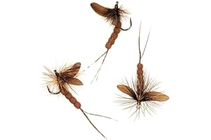GOLDEN TIPPET Adult Mayfly Adams - Size #14 - Pack of 3 - Terrestrial Dry Fly Attractor - Hand Tied Using Dropper Rig - Flyfish for Trout Bass Bluegill Crappie and other Gamefish