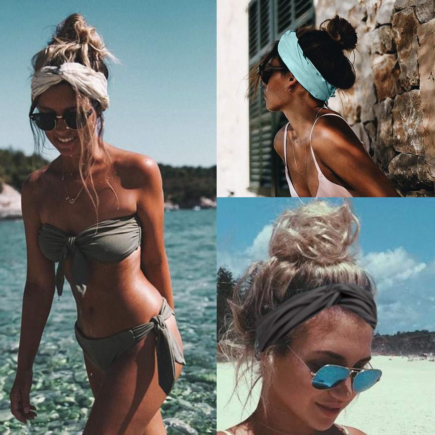 RIOSO Turban Headbands for Women Twisted Boho Headwrap Yoga Workout Sport Thick Head Bands(4 pack) at  Women’s Clothing store