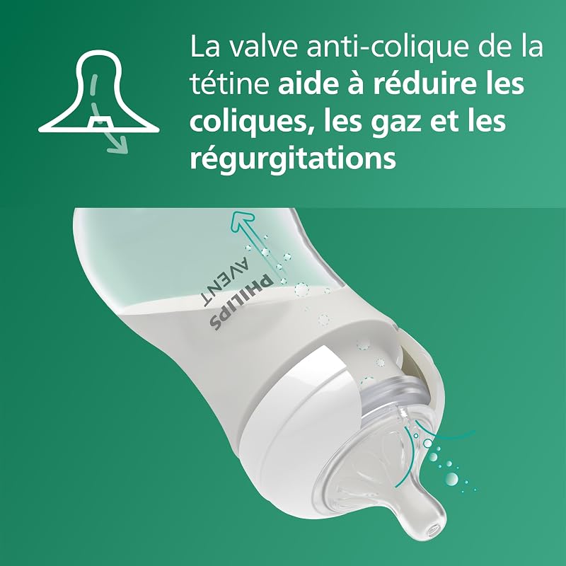 Avent Kit biberons en verre Natural Response pour nouveau-né - 5 biberons, 2 sucettes Ultra Soft 0-6 mois, goupillon, sans BPA (modèle SCD879/11)