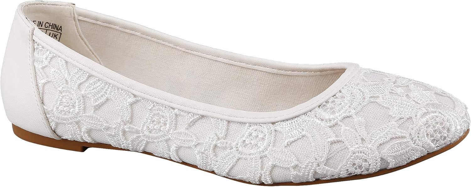 white lace ballet flats