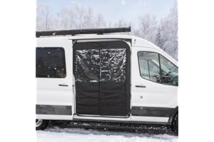 Vanhoxcci Van Chill Curtain Fit for Ford Transit 2015-2025 Mid/High Roof Sliding Side Door, Insulated Privacy Thermal Curtain Blocks Cold with Auto-Close Magnets, Ideal for Van Life, Camping
