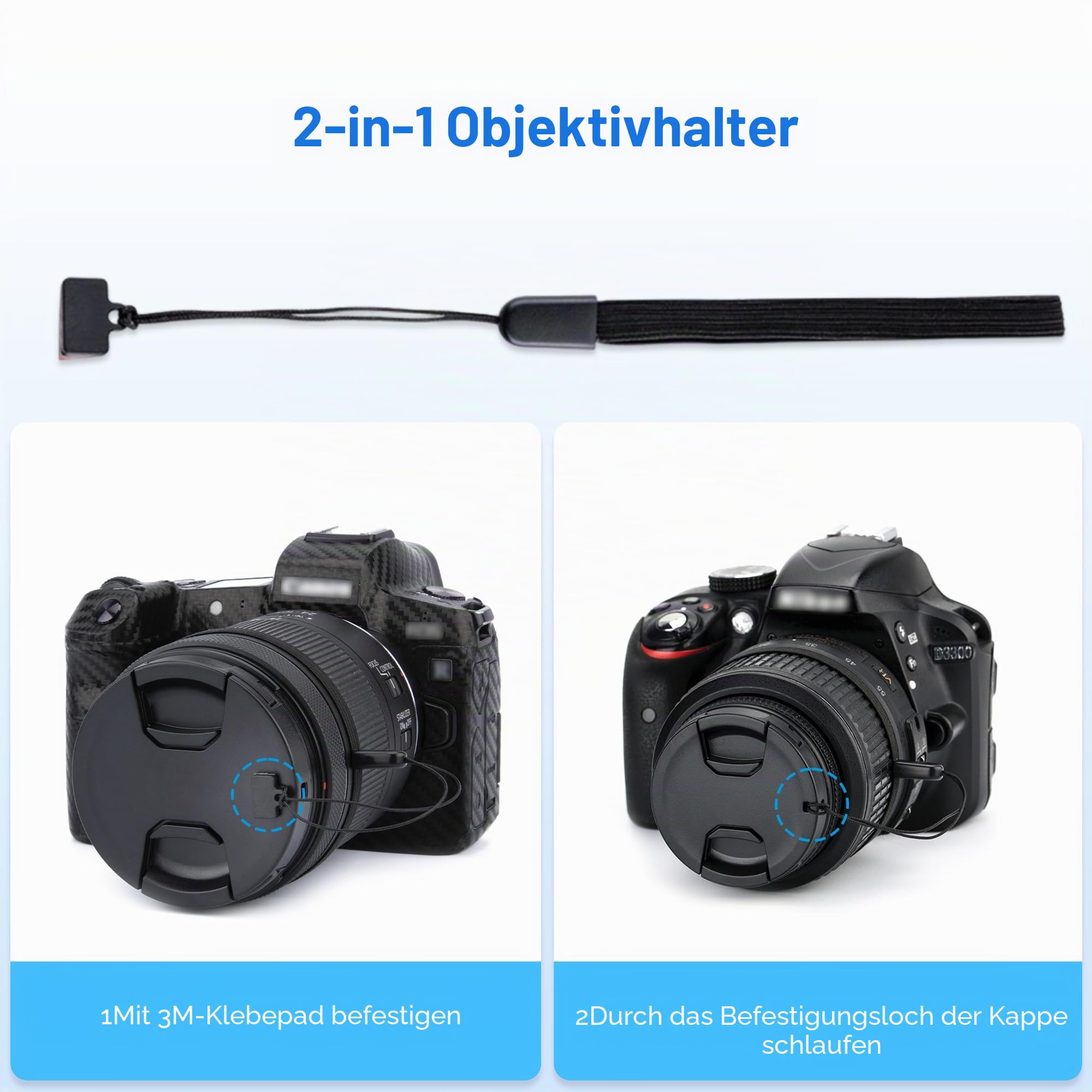 JJC 2 Stück Objektivdeckel 58mm für Canon EOS 2000D 1300D 1200D 850D 800D 760D 750D 700D 650D 600D 100D 200D 250D + 18-55mm Objektiv,Fujifilm XF 18-55mm/XC 16-50mm,Pana. Lumix 12-60mm/14-140mm 3