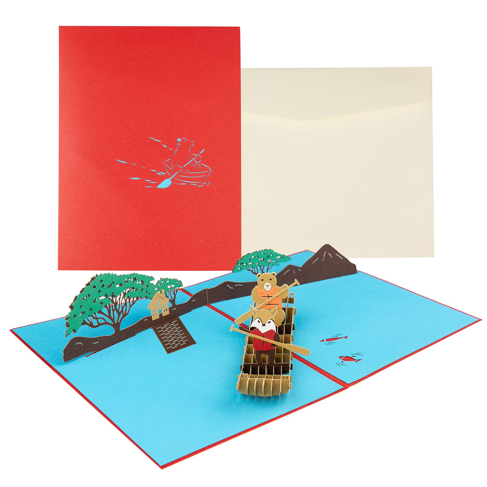 KIMI-HOSI 3D Greeting Card with Envelope Creative Birthday Card Boat Pop Up Card Fantastic 3D Pop-Up Cards Handmade Graduation Greeting Card for Children, Adults, all Festivals