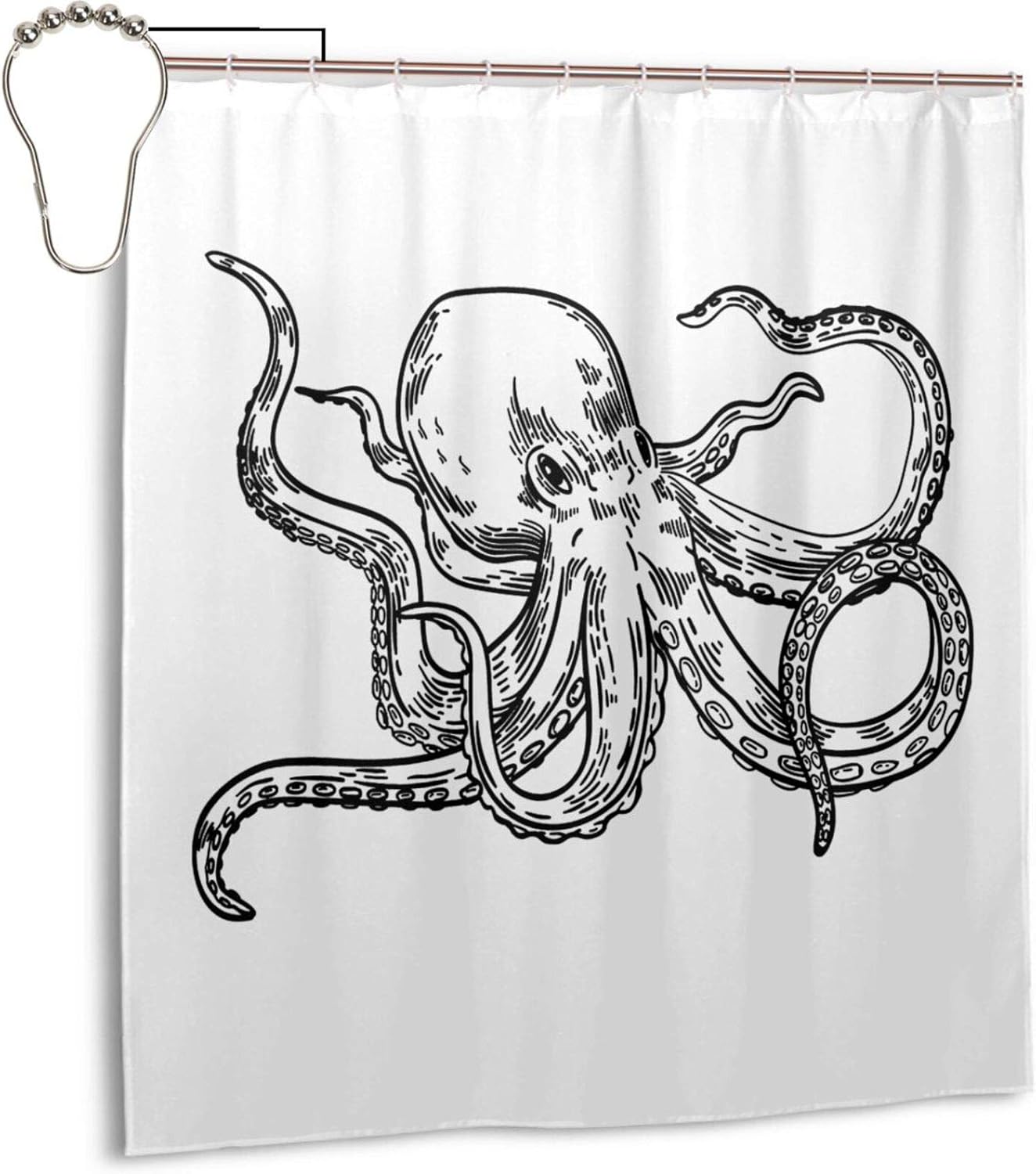 Octopus Kraken Shower Curtain 66x72inch, Bathroom Shower