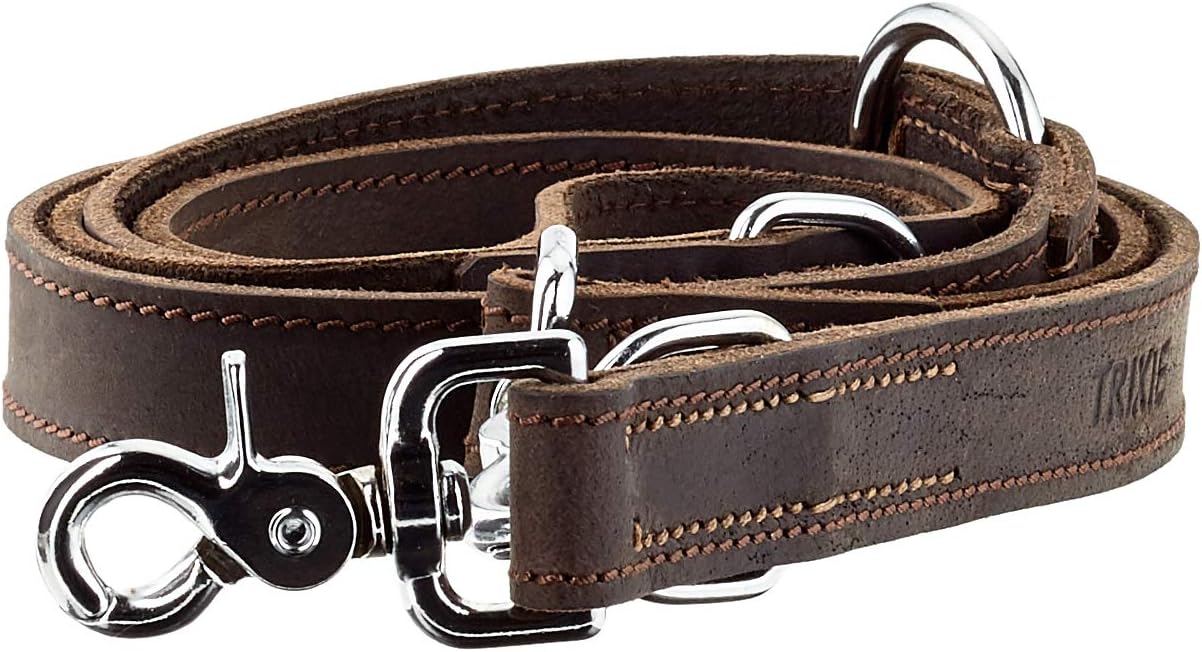 TRIXIE Rustic Fatleather Adjustable Leash, L-Xl: 2.0 M/25 Mm, Dark Brown, 0.3549 kg