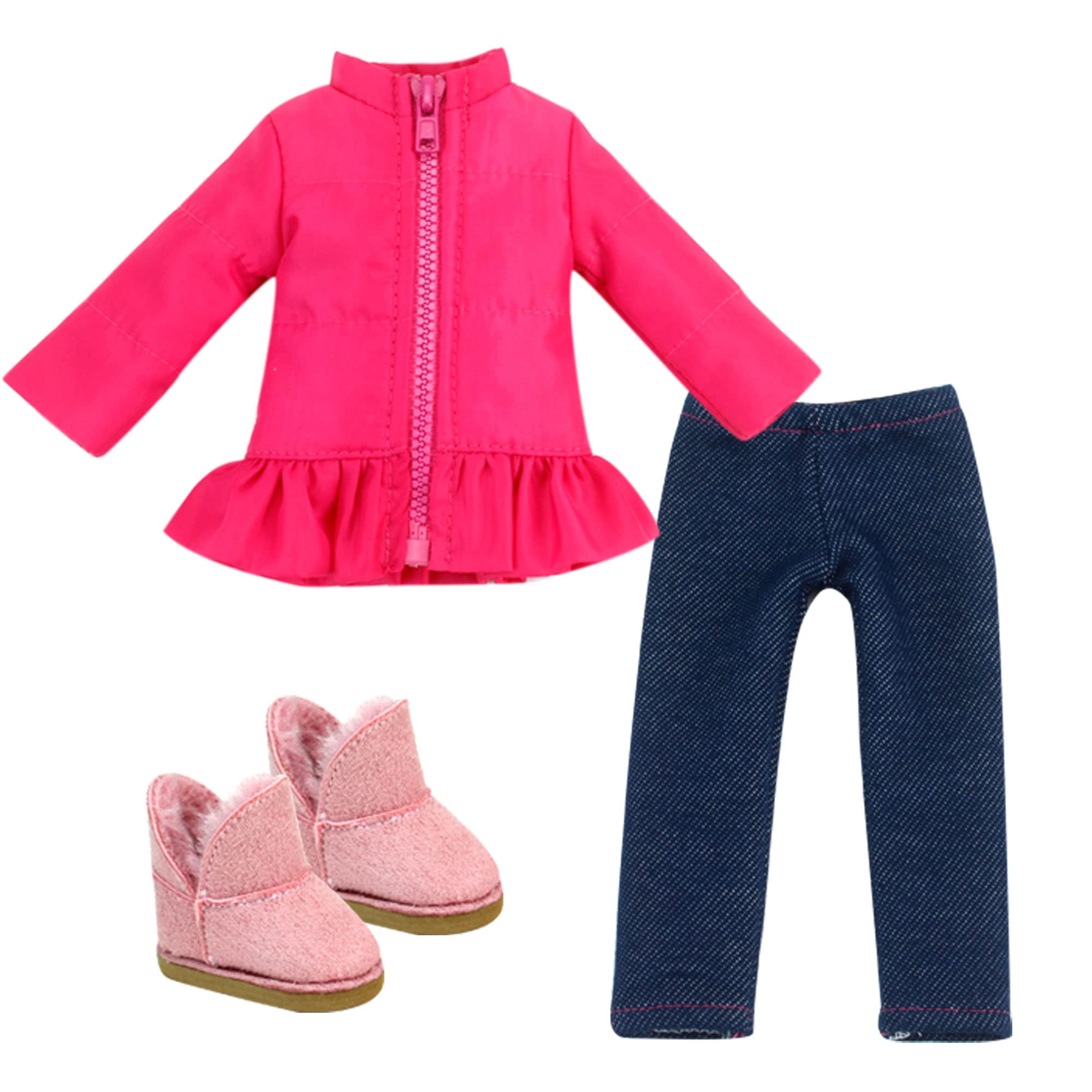 Sophia’s 3 Piece Baby Dolls Clothes Set, Doll Pink Jacket, Jeggings with Doll Boots for 15 Inch Baby Dolls, Dolls Accessories, Doll Not Included
