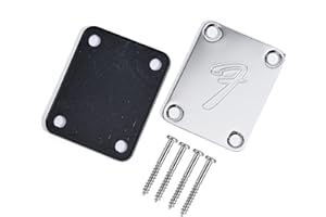 RuiJOTWAT 70s F Logo Strat/Tele 4-Bolt Chrome Guitar Neck Plate Neckplate w/Screws