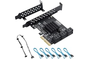 BEYIMEI Port PCIe 4X 6SATA Card, with 6 SATA Cables and Low Profile Bracket, 6 Gb/s SATA Controller PCIe Card, Support 6 SATA