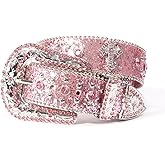 Strapvia Rhinestone Colourful Belt for Men & Women, Western Cowboy Belt with Bling Cross Design for Jeans