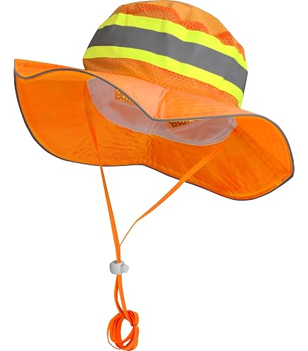 Ergodyne GloWear 8935 Hi-Vis Ranger Hat – L/XL, Orange With Mesh Vents, ANSI-Compliant 150D Oxford Polyester