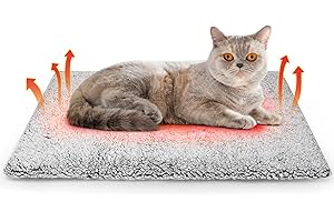 Buvlnee Self Warming Cat Bed Mat, Self Heating Mat for Dog, Extra Warm Thermal Pet Pad with Non-Slip Bottom, Removable Washable Cover for Indoor Outdoor Non Electric (Black, 18x24in)