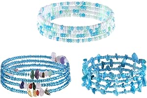 ELABEST African Crystal Waist Beads for Women Stretching 3Pcs Stone Belly Beads Colorful Handmade Beaded Waist Jewelry Accessories Body Chain