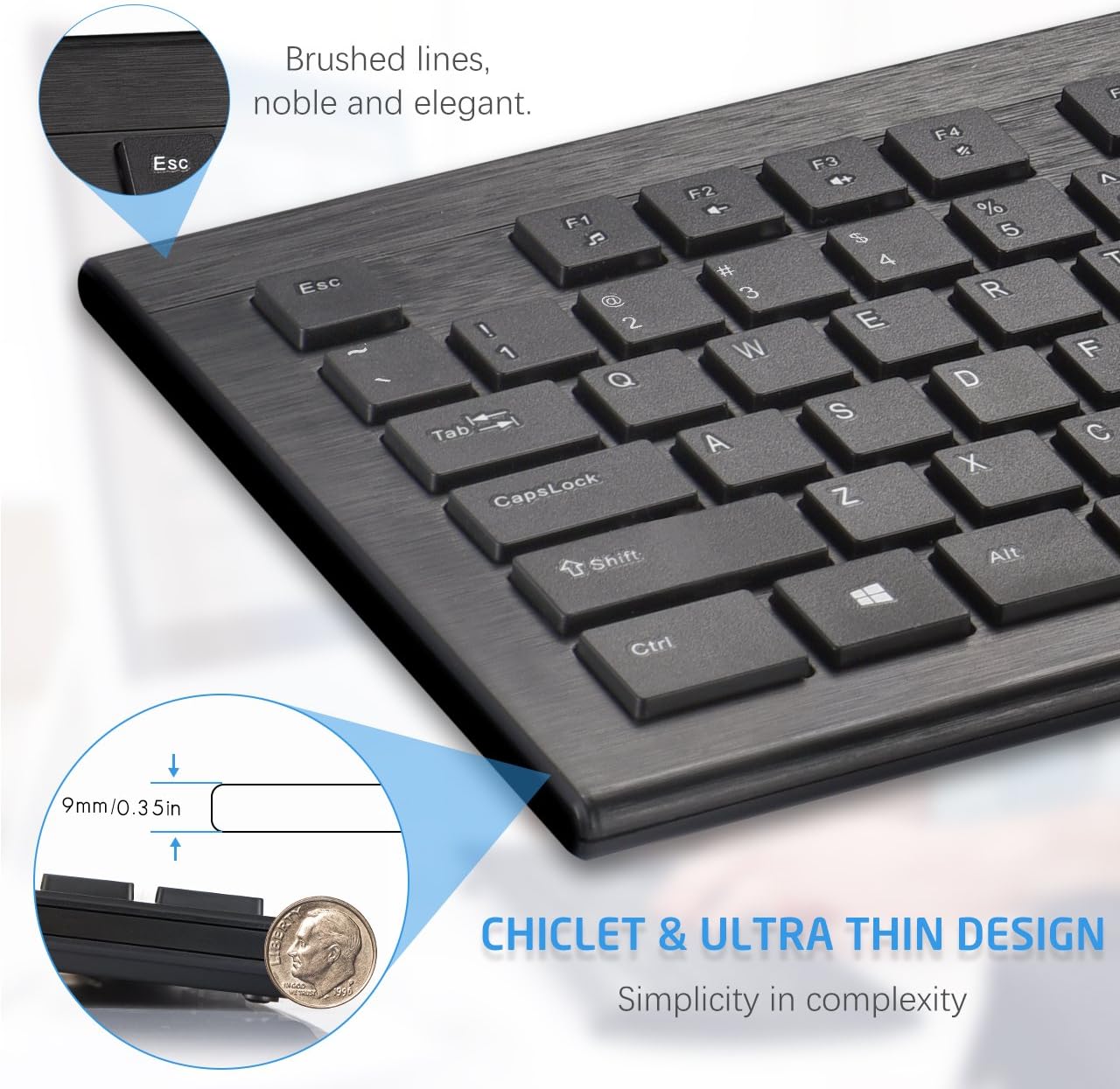 2.4GHz Wireless Connection with Nano USB Receiver VicTsing Wireless Keyboard and Mouse Combo