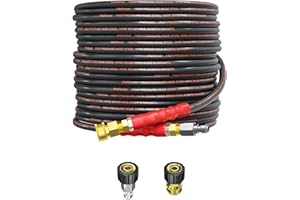 Heliwoo Pressure Washer Hose 50FT, 4200PSI Wire Braid Power Washer Extension Hose 1/4 Inch High Tensile, Flexible Kink Resistant Heavy Duty Replacement Hose with 3/8 Quick Connect