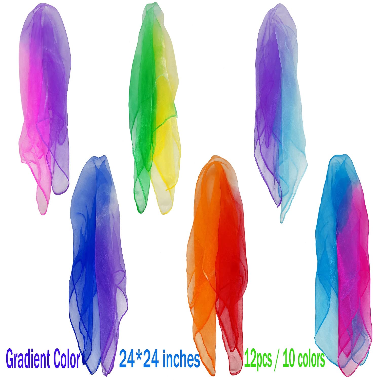 Dance Scarves for Kids: Juggling Scarves, 12 Pcs, 24