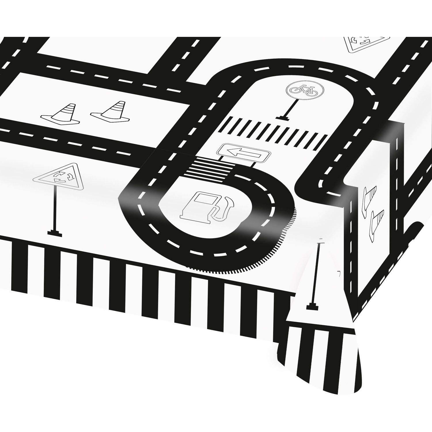 Amscan 9906582 - On the Road Birthday Party Paper Table Cover - White, 1.2 m x 1.8 m