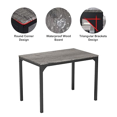 Buy Teraves Dining Table Set For 4 Computer Desk Kitchen Table With 2 Chairs And A Bench Table And Chairs Dining Set 4 Picce Set For Dining Room Black Oak Black Frame Online In Uae B08n48hgs7