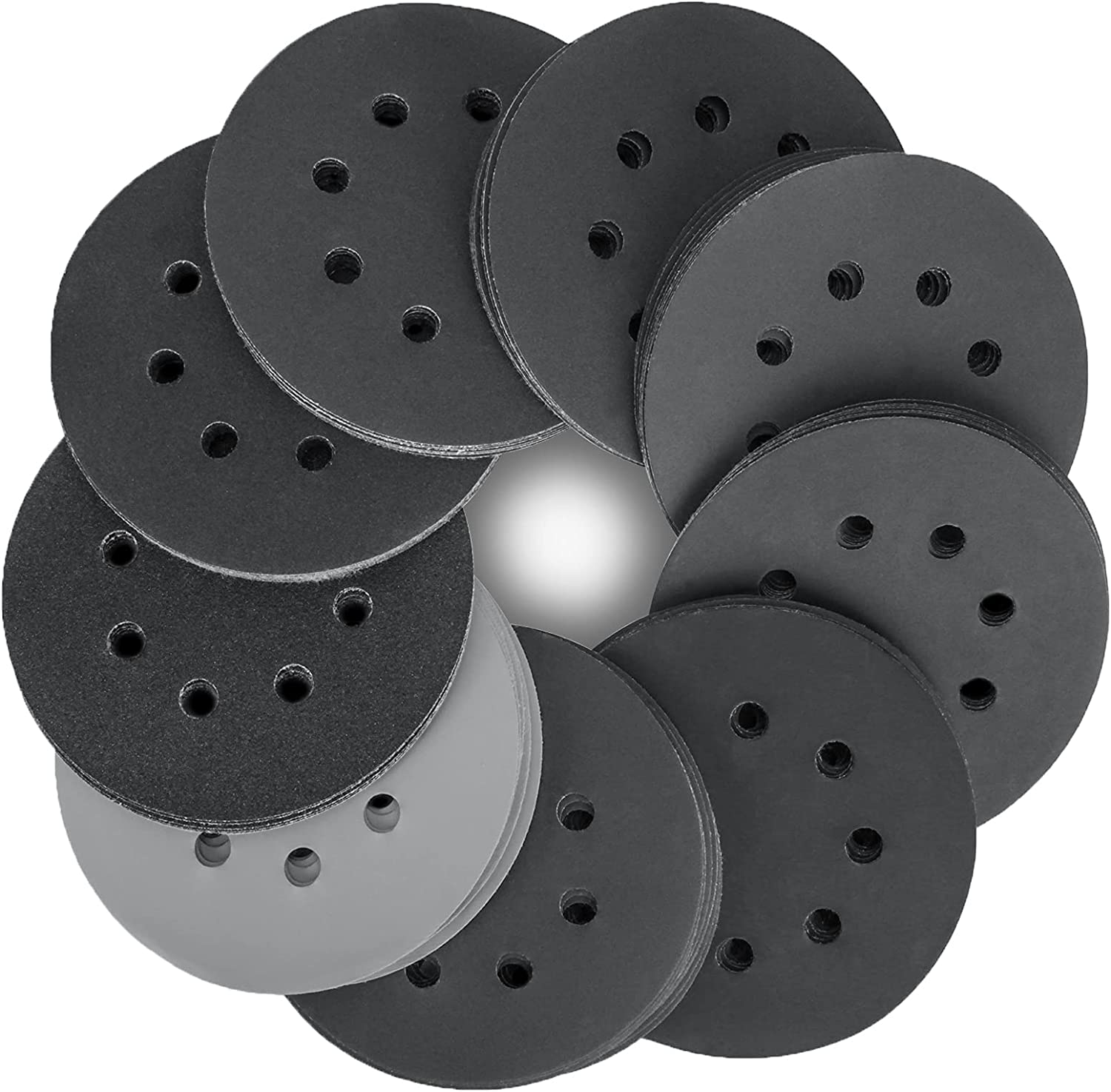 STEBRUAM 80PCS 125mm Dry Wet Sanding Discs, Hook and Loop Sandpaper Silicon Carbide Orbital Sander Discs Include 320/400/600/800/1000/1200/1500/2000 Grit for Polishing/Metal/Automotive — image 1