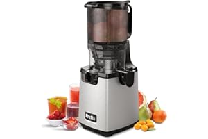Cold Press Juicer Machines,Fretta Slow Masticating Juicers with 5.3" Large Feed Chute Fit Whole Fruits & Vegetable Easy Clean Self Feeding Juice Extractor,Tritan Material BPA Free 250W,Stainless Steel