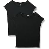 Amazon Essentials Women's Jersey Regular-Fit Short-Sleeve Boat-Neck T-Shirt, Pack of 2