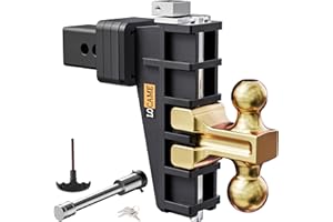 LOCAME Adjustable Trailer Hitch, Fits 2.5-Inch Receiver, 6-Inch Drop/Rise Drop Hitch, 28,000 LBS GTW-Tow Hitch for Heavy Duty Truck, Solid Ball Mount, LC0078