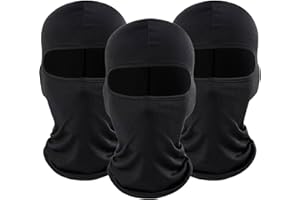 Tokugawa Ieyasu 3 Packs Thin Black Balaclava Face Mask for Men,Women Breathable Cooling Face Mask,Windproof UV Protection Ski