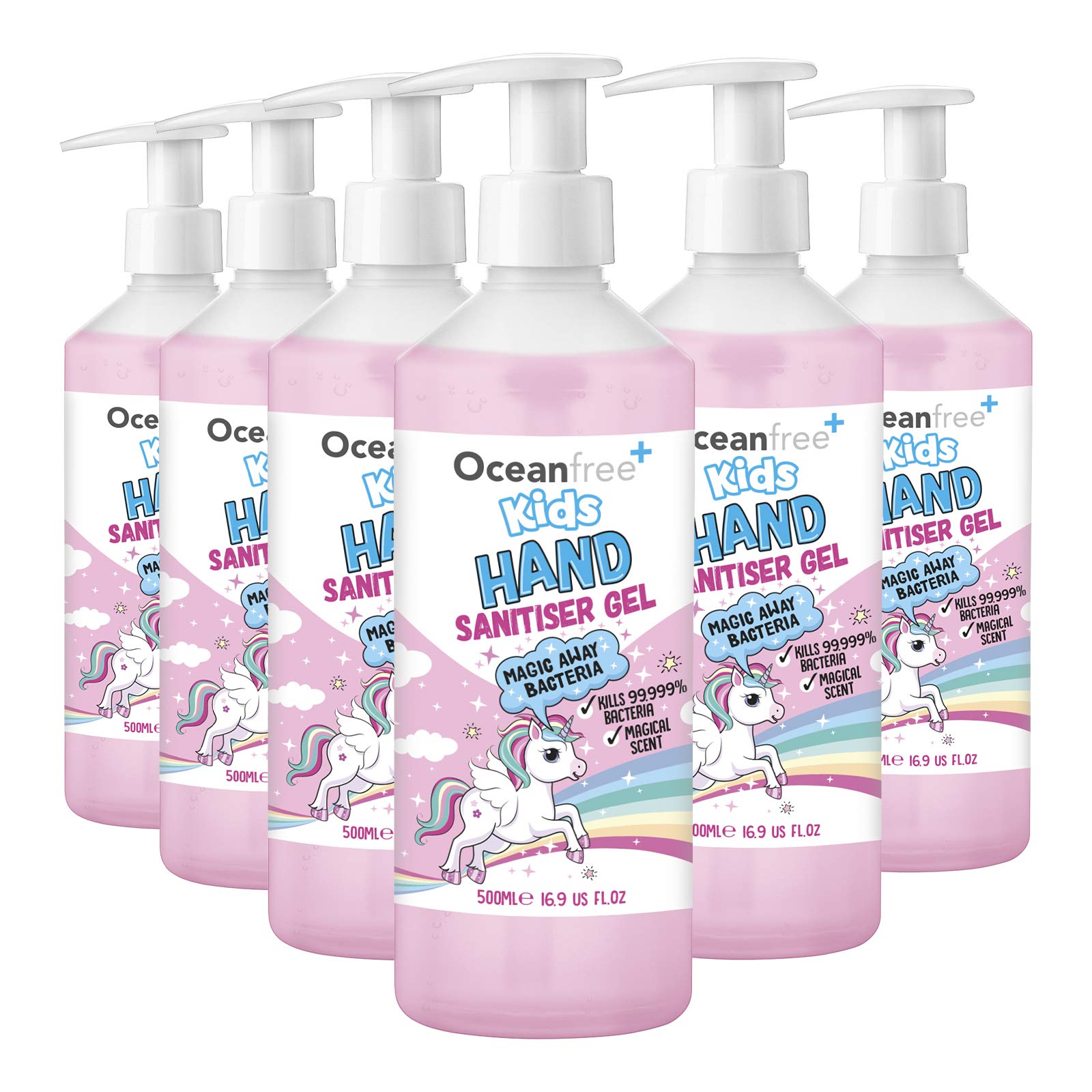 Fantasy Hand Sanitiser Gel - 500ml Pump Bottle - 70% Alcohol - Made in the UK (Pack of 6)
