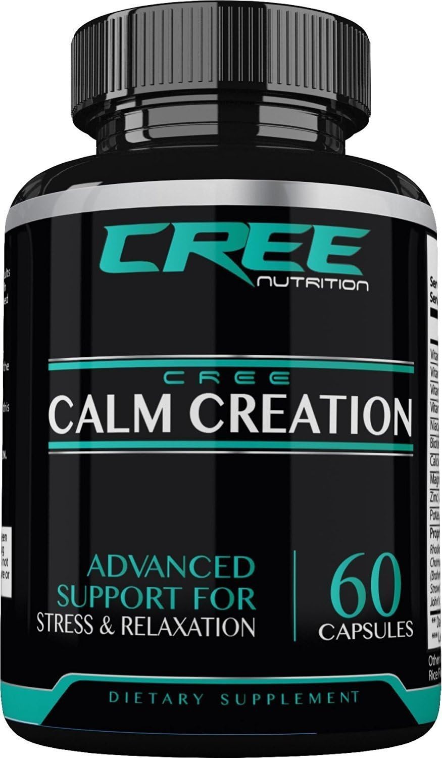 CREE Nutrition Calm Creation - Anxiety Supplement and Stress Relief Support for Relaxed Minds & Body, Helps Promote Serotonin Increase - Ashwagandha, GABA Supplement, Rhodiola, 5-HTP, Bacopa
