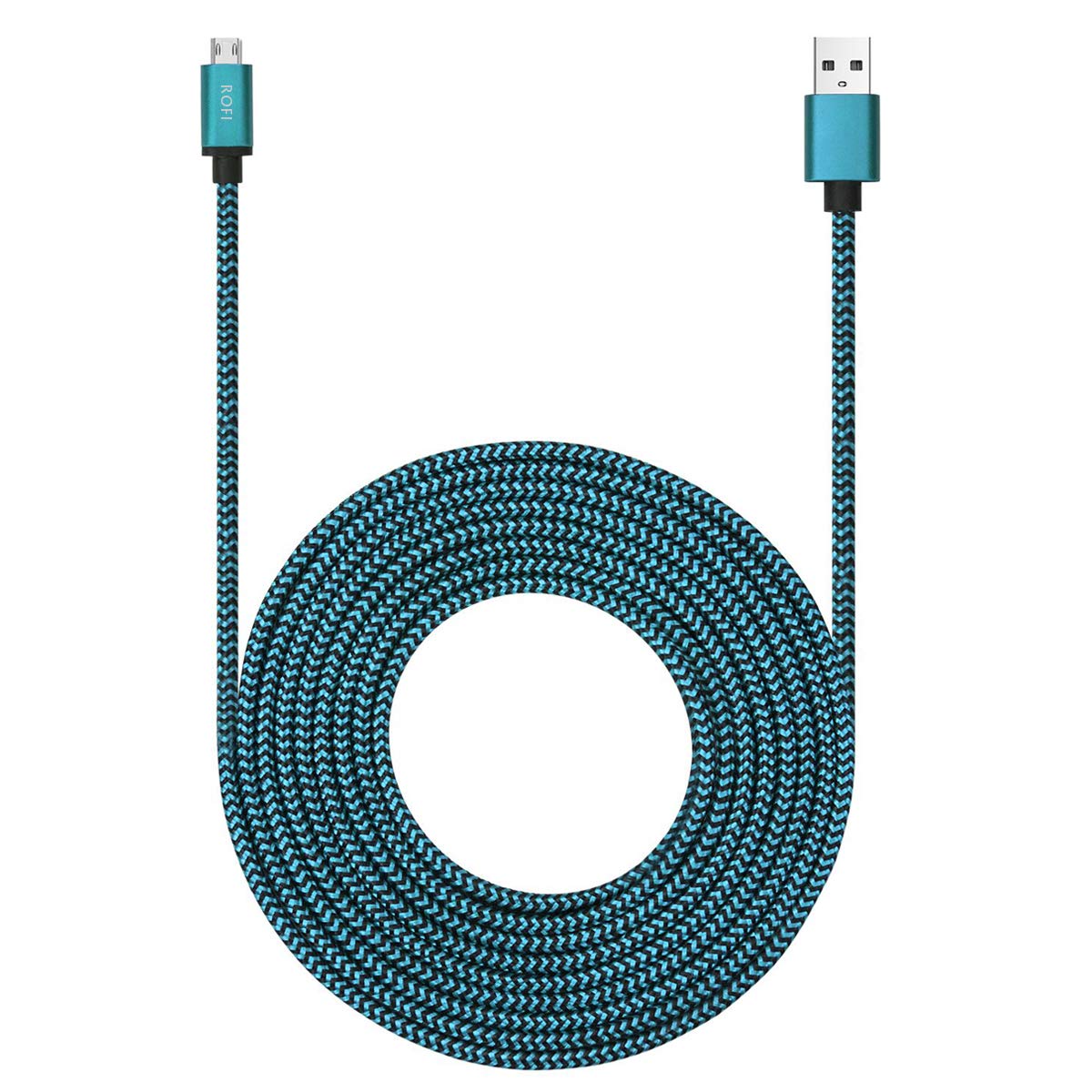 Micro USB Cable 15ft with 3A Fast Charging, Extra Long and Extremely Durable Nylon Braided Charger Cord for Galaxy S7/S6/J8/J7 Note 5,Kindle,LG,PS4,Camera,Xbox One and More (Blue)
