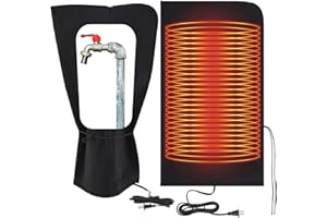 Glooglitter Electric Heated Outdoor Faucet Cover for Winter Freeze Protection 35"x15" Heating Hose Bib Covers for Winter, Water Pipe Heater for Garden Lawn Faucet Insulated Spigot Protector, Black