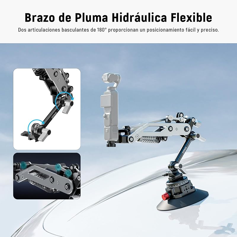 GA022 Soporte Cámara Acción Coche con Ventosa Vacío Brazo Hidráulico