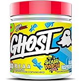 GHOST BCAA Powder Amino Acids Supplement, Sour Patch Kids Blue Raspberry - 30 Servings - Sugar-Free Intra, Post & Pre Workout Amino Powder & Recovery Drink, 7G BCAA