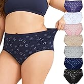 WhilyeePam 7 Pack Women's Underwear Cotton Briefs Ladies Panties Floral Print Hipsters XL-6XL Pantys