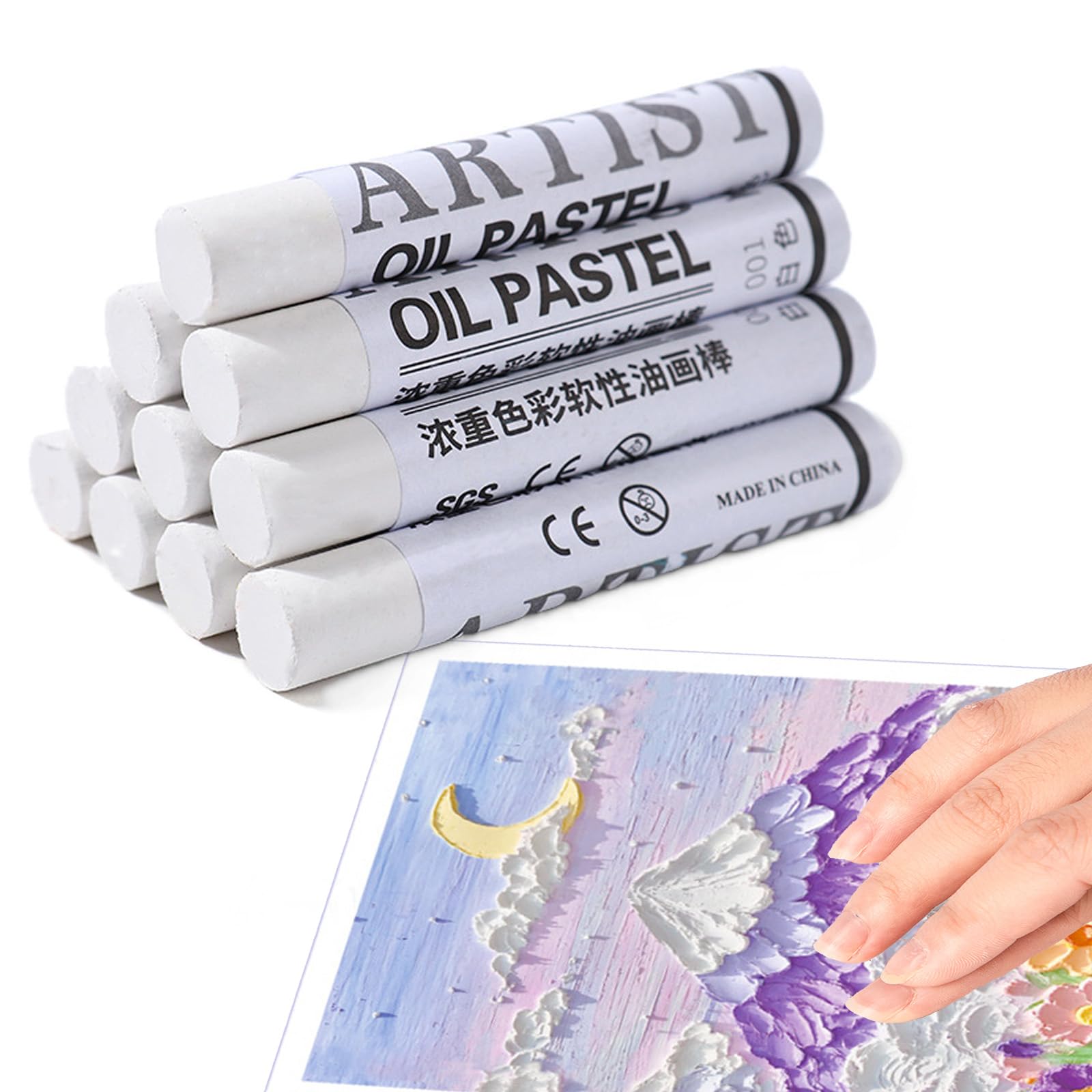 10pcs White Oil Pastels Kids Soft Oil Pastels Crayons Smooth Painting Chalk Vibrant Creamy Chalk Pastels Art Supplies for Artists Students Teachers Beginner for Drawing, Blending, Gradient, Graffiti