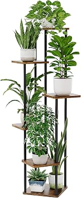 Bamworld 6-Tier Tall Plant Stand Indoor Metal Shelf Corner Display