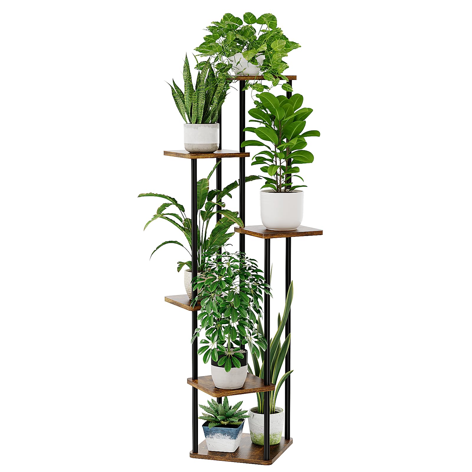 Bamworld Tall Plant Stand Indoor, 6 Tier Metal Plant Shelf for Multiple Plants, Corner Tiered Flower Stand for Patio Garden Balcony Living Room Bedroom(6 Tier)