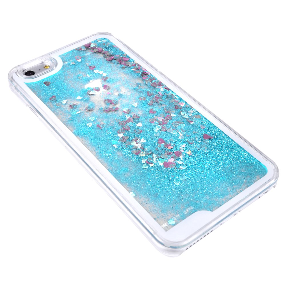 iPhone 6Plus 6sPlus Liquid Case, Yoption Transparent Plastic 3D Glitter Quicksand and Heart Liquid Case for Apple iPhone 6Plus 6sPlus 5.5\