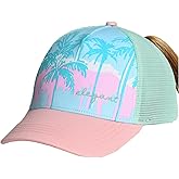 EDTREK Women's Concealed Ponytail Trucker Hat Summer Beach Baseball Cap