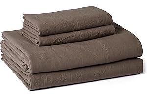 �鶹�� Basics Brushed Microfiber Sheet Set, Extra Soft with Natural Texture, 4-Piece, Queen, Brown