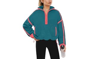 Yanekop Womens Quarter Zip Pullover Sherpa Fleece Jacket Oversized Zip Up Sweatshirt Half Zip Pullover Fuzzy Outerwear