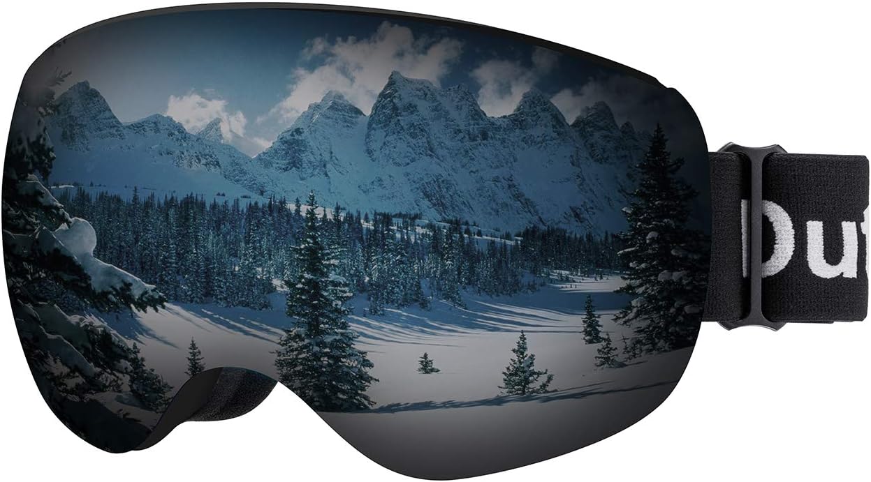 Dutton OTG Ski Goggles Snowboard Snow Goggles Over Glasses for Men, Women and Youth - 100% UV Protection Anti-Fog with Magnetic Interchangeable Spherical Mirrored Dual Lens