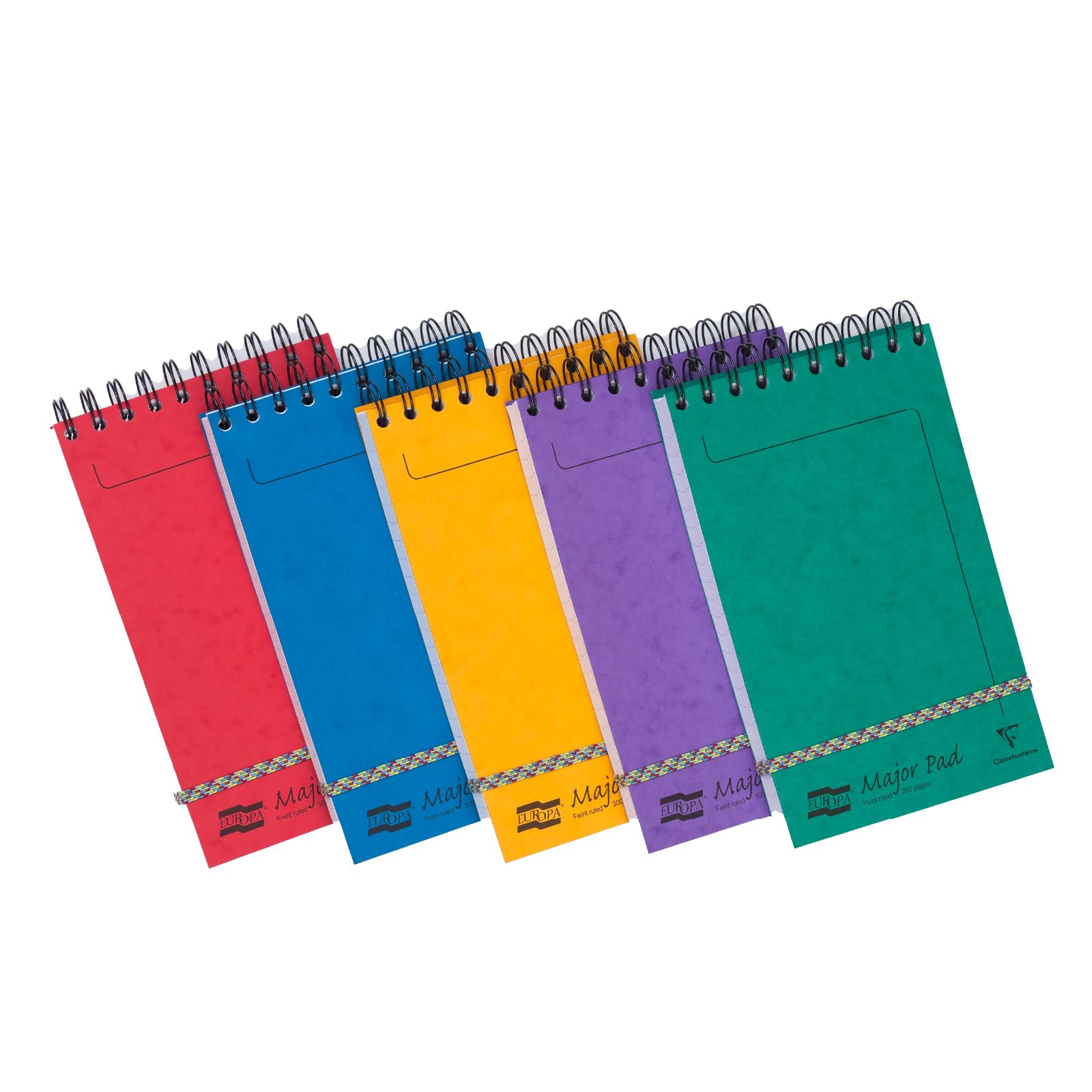 Clairefontaine 4880Z Set of 10 Major Pad Europa Spiral Notepads - 12.7x20.7 cm - 300 Lined Pages - 90 g White Paper - Glossy Card Covers - Random Colours โ image 1