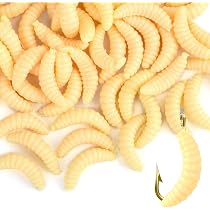 200 Pcs Rubber Maggots - Fake Worms for Fishing Bass & Freshwater
