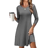 MOLERANI Women's Casual Simple Long Sleeve T-Shirt Loose Dress