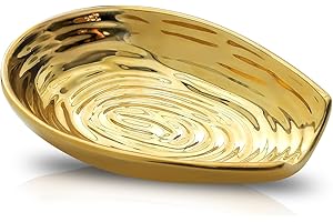 Hasense Spoon Rest for Stove Top, Ceramic Gold Spoon Holder for Stove Top and Kitchen Counter, Large Stable Heat-resistant Utensil Rest for Cooking, Spatula Ladles Tongs, Home Kitchen Decor, 1 PC