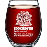 Panvola Booktrovert Book Lover Gifts Definition Book Readers Gifts For Women Men Sister Girlfriend Wife From Husband Boyfriend Dad Mom Stemless Wine Glass Clear Glasses For Red White Wine 17 oz