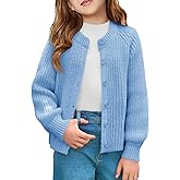 Haloumoning Girls Cardigan Button Down Long Sleeve Chunky Knit Sweater Fall Cute Outerwear Coat 5-14Y