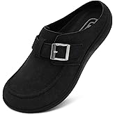 JOINFREE Womens Wide Suede Clogs Zero Drop Potato Shoes Diabetic Mules for Swollen Edema Comfort Slip on Clog Slippers with Adjuatable Buckle Indoor & Outdoor Use